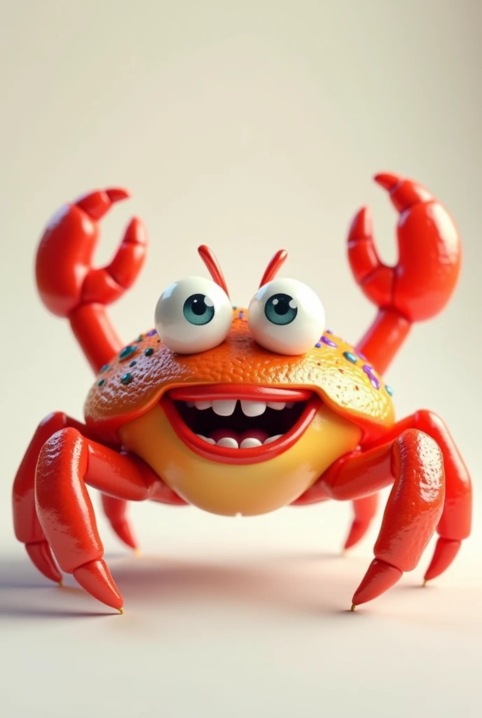 create 3D smiling crab image, photo