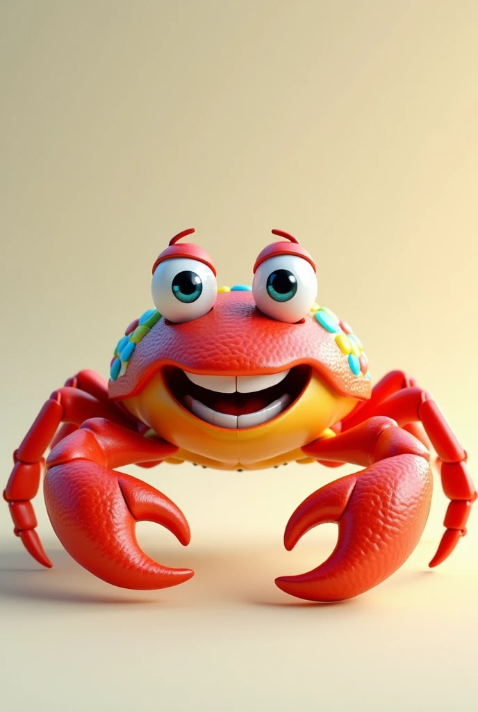 create 3D smiling crab image, photo