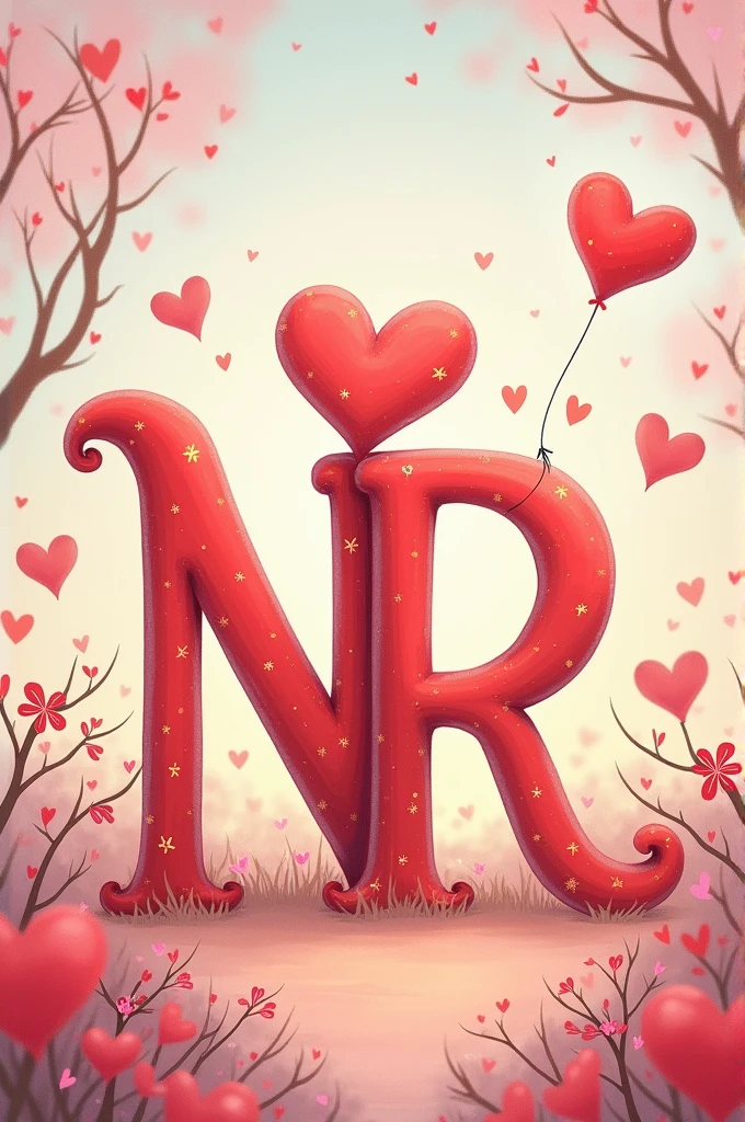 N and R letter love combo