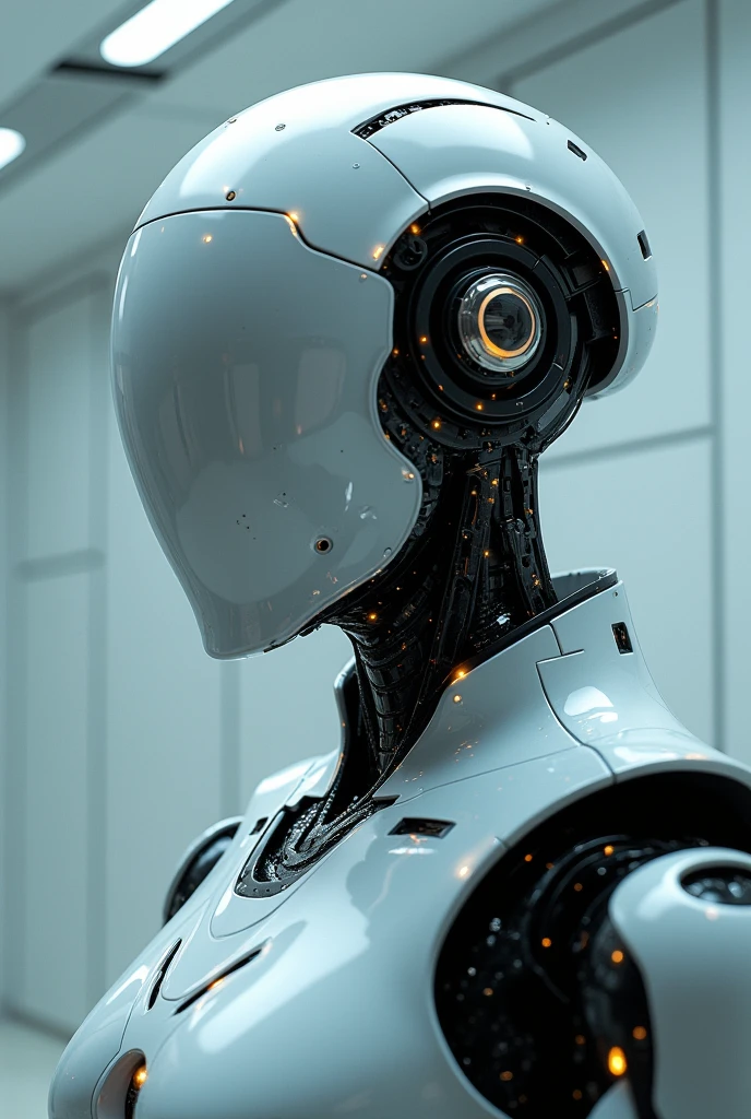 Design a robot whose power is to know all the data of people just by looking at them. animated image