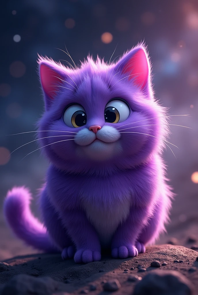 Haute qualité chat violet super minon ultra realiste arriere plan espace