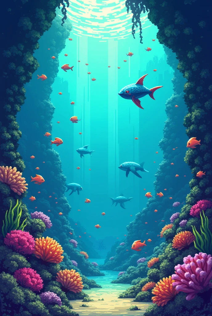 Pixel images under the ocean