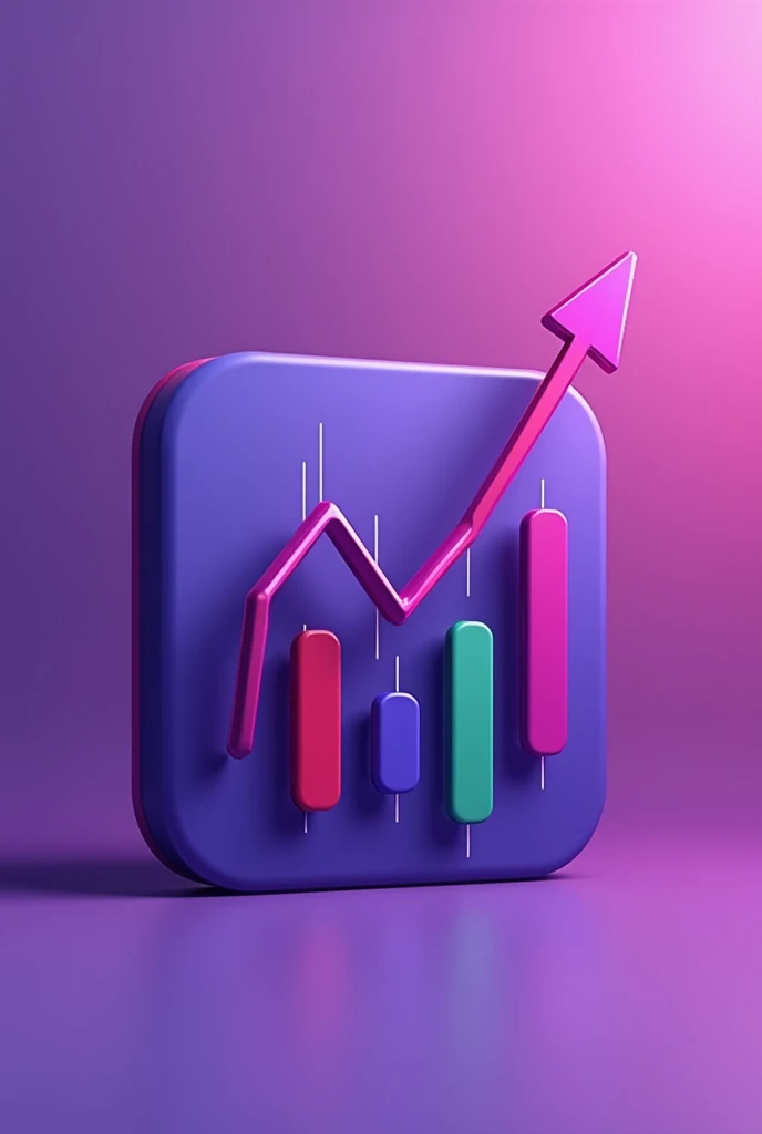 can you generate an app icon image for trading stock line chart going up against red green candlesticks with app icon color as purple instead of white, make it look modern design minimalism