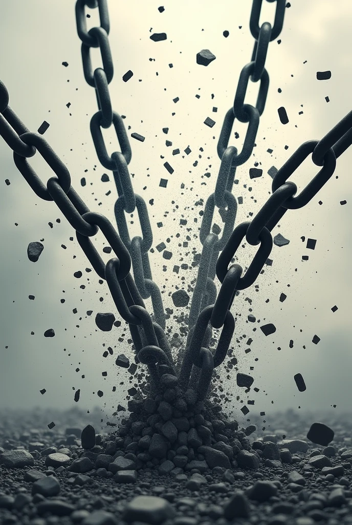 An image of chains breaking and releasing words
