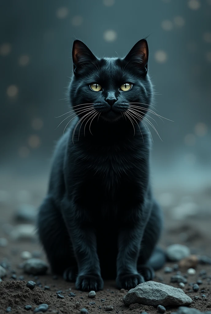 High quality black cat disgusting idea ultra realistic space background