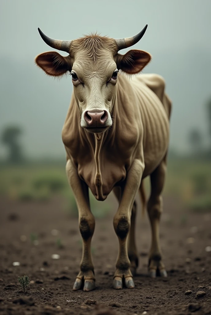 Real malnourished cow
