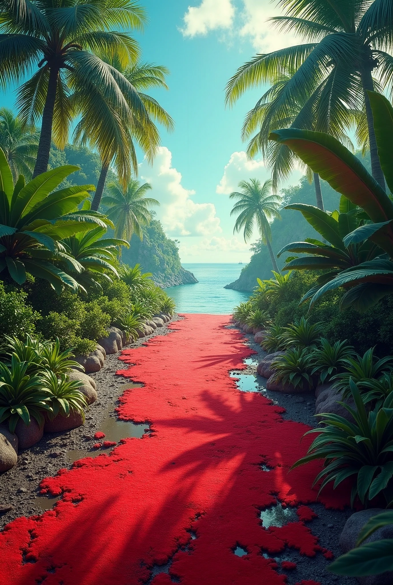 corrupted red carpet in paradise