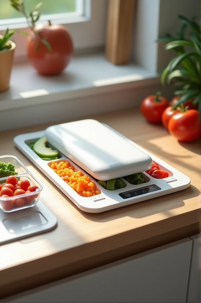 Make a electric chopping board with built in sorting storage of done slice and a slicer