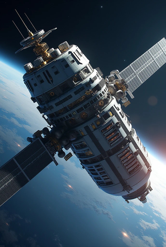 an artificial satellite on which humans can live on