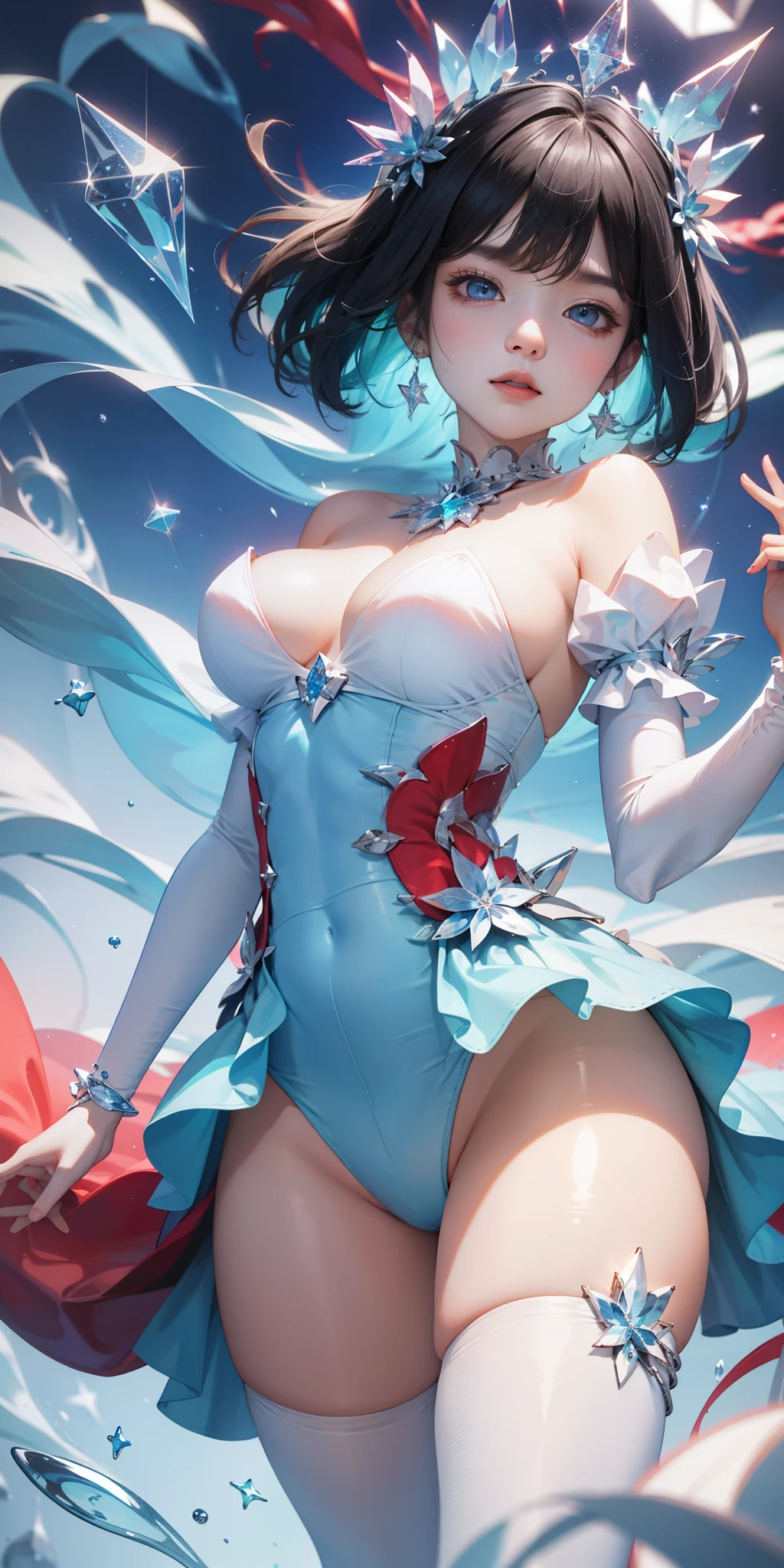 that daughter,crystal,Very detailed, Great job,Glass luster,((Clean background)),粉red,(((blue))),green,red,best quality,Clean background。
