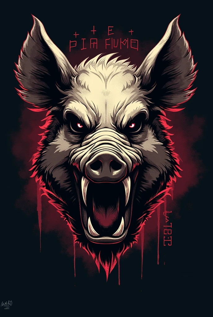 CREATE A LOGO WITH WRITING " PICA FUMO TEAM"
AND THE FACE OF A BOAR , MORE SCARY , SKULL SHAPE, CREATE A MILITARY LONG SLEEVE SHIRT WITH THIS LOGO ON IT
