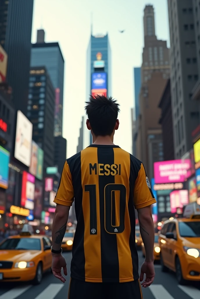Messi in NYC with Peñarol jersey