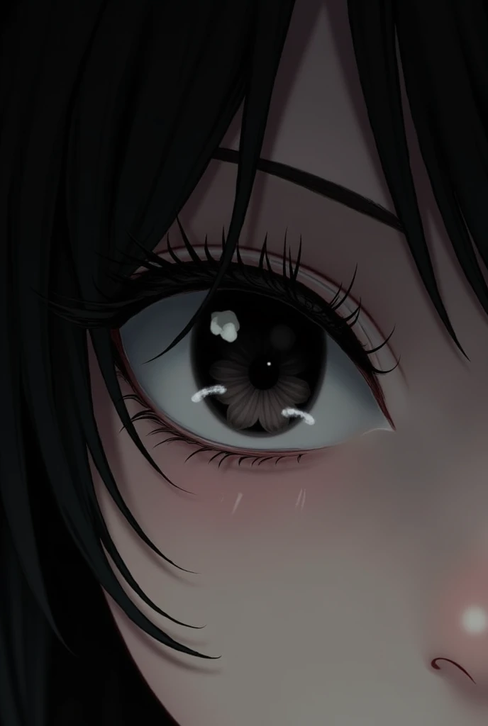 eyes black, long eyelashes, deep eyes, focus only on the eyes