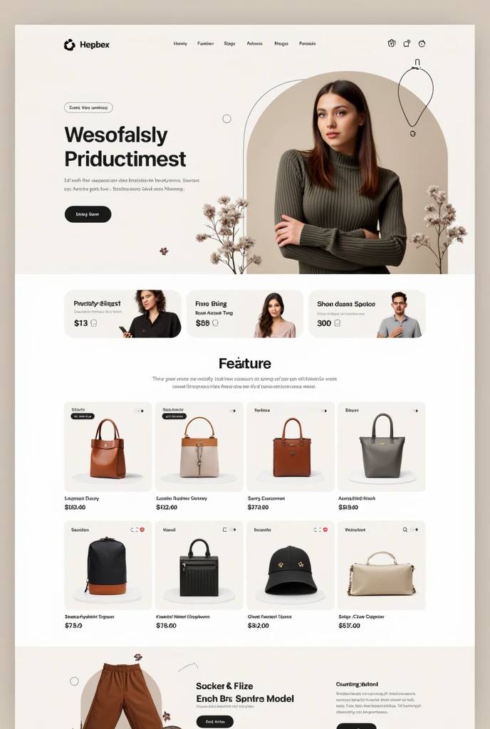Home page of an e-commerce website.