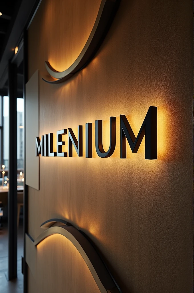Give me the design of a sign or logo with the name MILENIUM is a venue for events