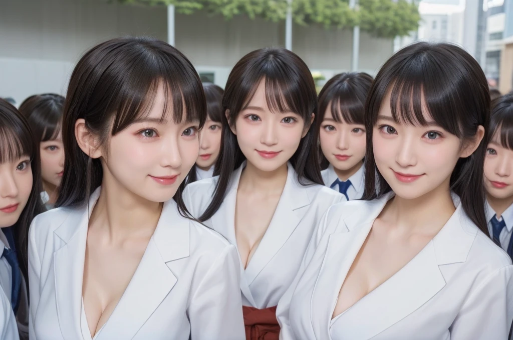 (((8k, 超High resolution, Highest quality, masterpiece))), (不誠実なLaughter), (avoid), (((22 years old)))、Japanese Girls、Beauty、Beautiful Skin、(((multiple girl)))、((((6+girl))))、((((100))))、(((1000)))、((((100 Girls))))、(((10000)))、(((Crowd Shot)))、(((women only)))、(((The same face、perfection)))、Office Girls、(((Big Breasts)))、Matching clothes、Semi-long hair、Black Hair、100 cute 、Laughter、Main Street、(((Large Groups)))、High resolution, Soft Light、Beautiful detailed、Very detailed、eyes and face、Beautiful attention to detail、Depth of subject、Wide-angle field of view、top view