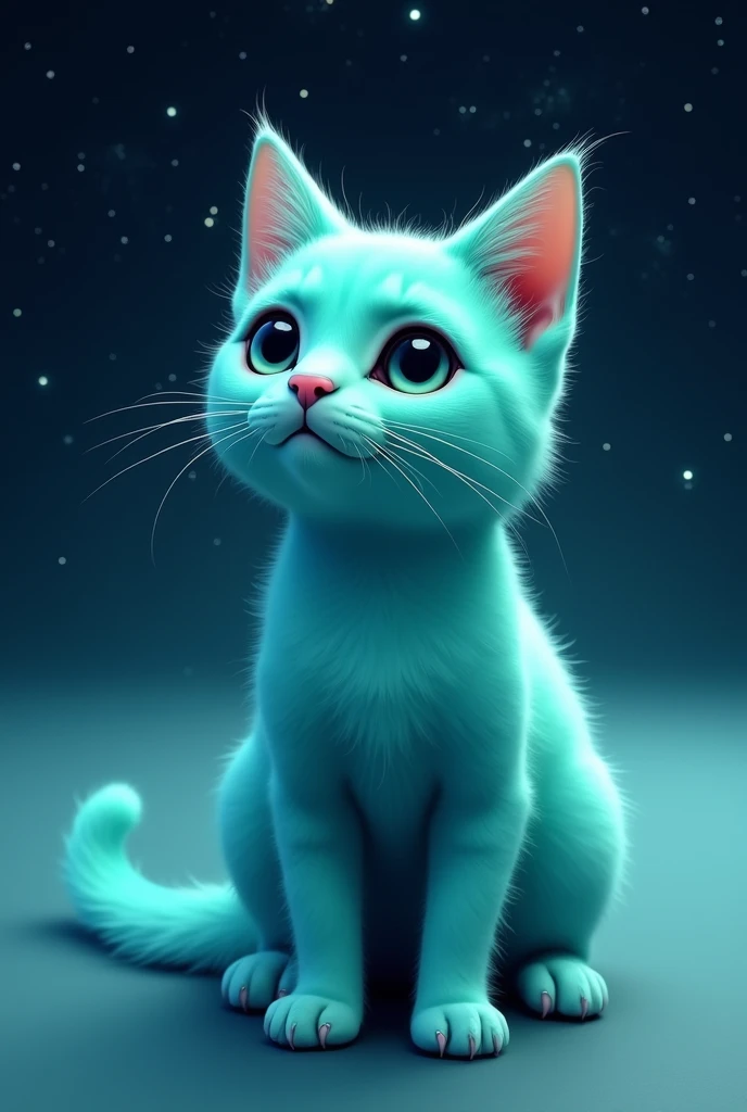 Haute qualité chat turquoise super minon ultra realiste arriere plan espace