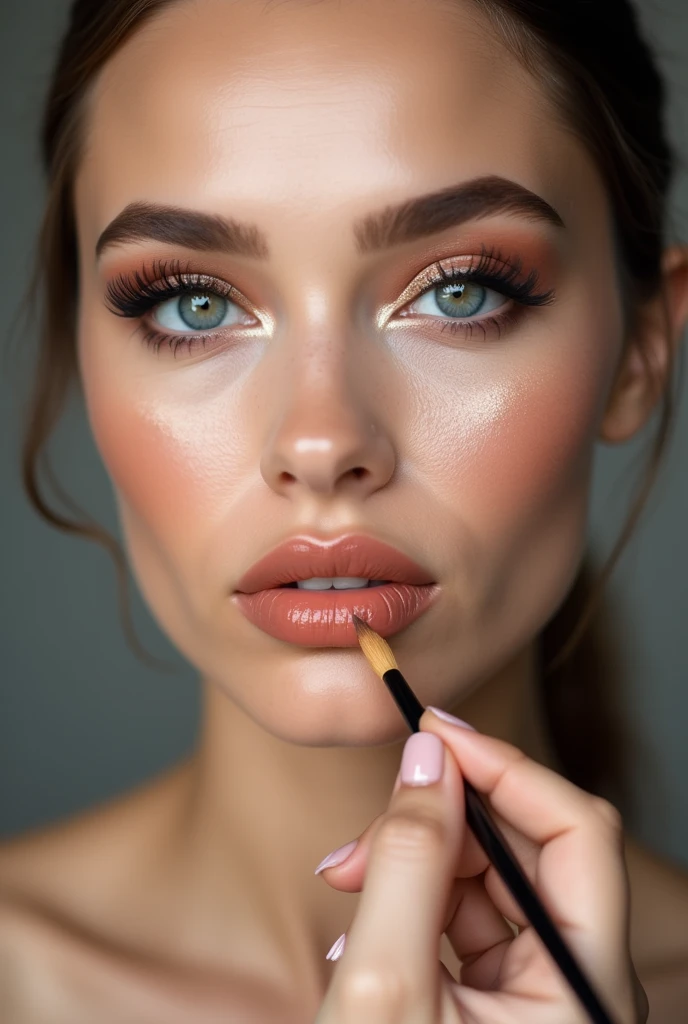 a woman with makeup doing a tutorial, Image of face only 
