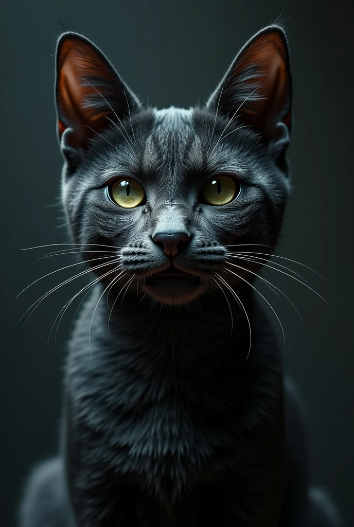 Haute qualité chat noir vraiment moche avec des boutons sur le visage , pas beau , répugnant , ugly , ultra realiste arriere plan espace