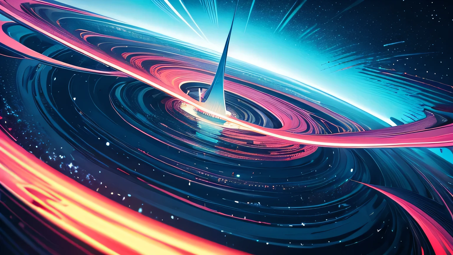 a poster with the image of a city and a wave, just a joke, surreal drawing, Ondas LSD, Surreal psychedelic design, ultra detailed 3d japanism pop, kilian eng vibrant colors, kilian eng vibrant colors, 3d grainy aesthetic illustration, otherworldly visuals, beeple e james jean, layered paper art, colorful illustration