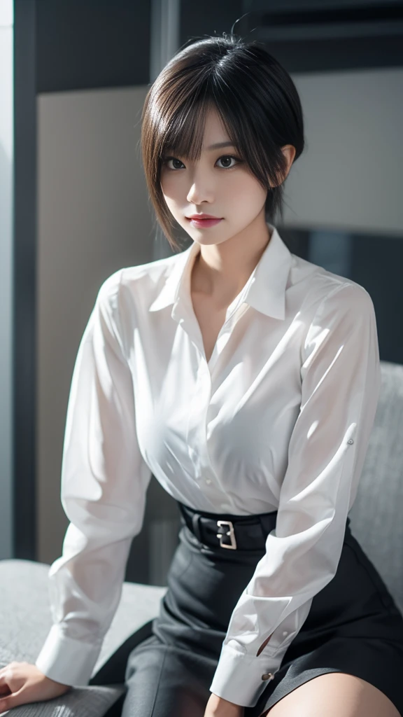 The prompt for generating an image of Anna's work uniform looks like this:。
---
**Prompt:**
A professional woman named Ana with medium-length silver hair styled in a neat ponytail. She is wearing a white silk blouse with a slightly open collar and small, delicate buttons. Over the blouse, she wears a fitted black blazer with defined shoulders and a slightly cinched waist, highlighting her elegant figure. She has on a knee-length, tailored pencil skirt in black, which emphasizes her tall, Slender legs. She wears black, sheer stockings with a fine weave that adds a subtle sheen to her legs, paired with classic black pumps. Ana's expression is calm and composed, exuding confidence and professionalism. The setting is a well-lit, modern office environment, with a clean and organized background, complementing her stylish and sophisticated appearance.
**Size:** 1024x1024
---
This prompt should help generate an image of Ana that captures her professional, stylish appearance with her unique silver hair and poised demeanor.
