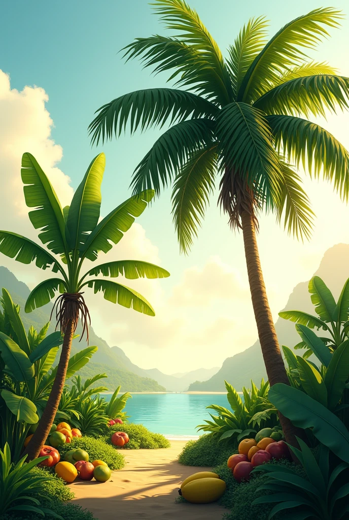 landscape with banana and coconut tree