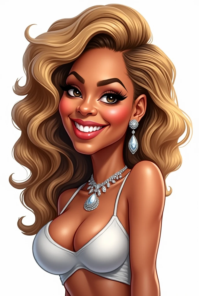 Caricature of Beyonce, white background 