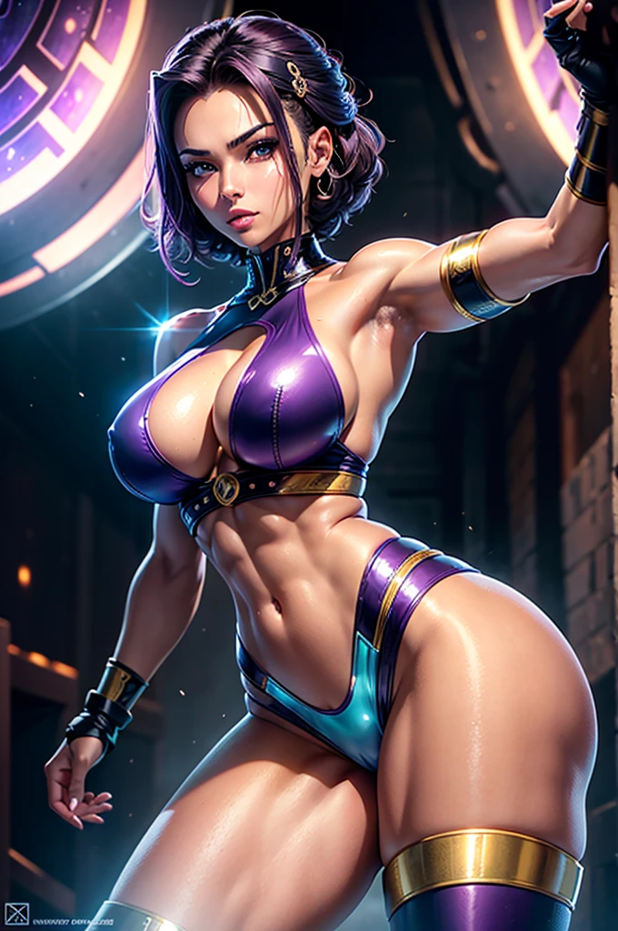 A perfect sexy, very thin, Panas, delicious and beautiful, with exuberant and very young features, extremely erotic sensual android, strong cybernetic warrior with black African and oriental features, Japanese and Chinese, Soft Face, sexy e angelical, boca muito big fit ass com lábios grossos e carnudos estilo afro bem aberta com a língua de for a bem sexy, mixed with the clone of the Greek warrior goddess Athena, with huge super ultra mega giant breasts, extremely dark-skinned with golden skin, lábios big fit asss carnudos e grossos, extremely thin waist, very tanned and sweaty, gigantic ass, big fit ass, huge ass, steep, HARD AND MUSCULOUS, Purple colored eyes, with barcode tattoos, transformed into an erotic and super sensual and extremely super ULTRA HIPER mega muscular astronaut goddess, fitness, with a huge and swollen, face perfect, bodybuilder, hypertrophied fit bodybuilder and weightlifter, very muscular thighs and super intensely muscular abdomen, huge anus, swollen and wide open, wearing very short hair in punk style, super radical and purple and very smooth in locks, in sexy cyberpunk battle gear in a skintight, full-body astronaut jumpsuit, super tight covering everything, sensual and revealing , in the form of a hologram made only of light energy, coastal view, administrator and leader, noble goddess queen of a gigantic fleet of thousands of spaceships and hundreds of planets of her mighty star empire running courageously across the bridge of a star cruiser wearing a holographic helmet in the shape of a Corinthian battle helmet and a luminous Athenian warrior, electronic and futuristic posing extremely sexy, using huge sword, queen's shield and mantle, with rays and lights in the background and covered by a halo of white light that is at the same time a war helmet and a futuristic and modern queen's crown made of diamonds and lights, with a huge spaceship in the background