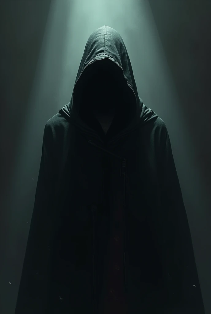 Generate me an image of a mysterious person with a hood with a face