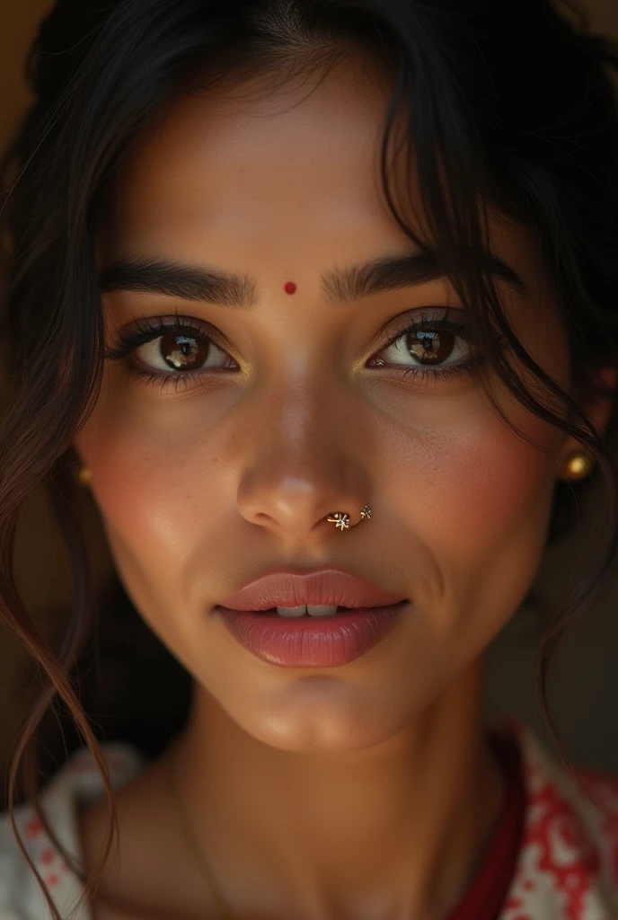 Bengali milf with a nose hoop in left nostril. Tiny nose hoop of in only left nostril