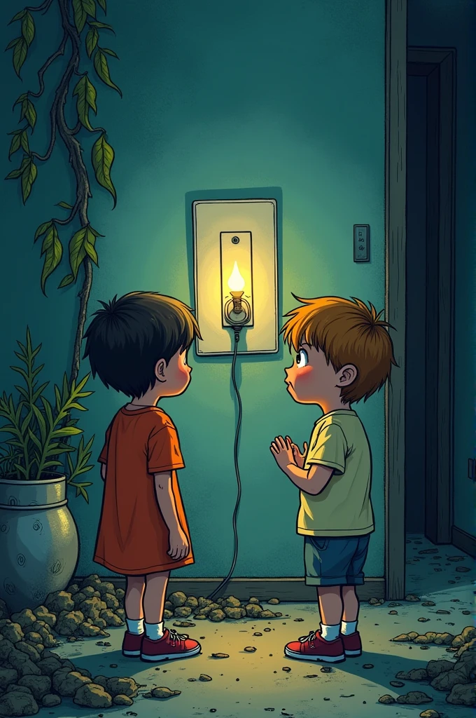 Environmental destruction Wall Switch Forgot to turn off the lights bad illustration Children attention arousal