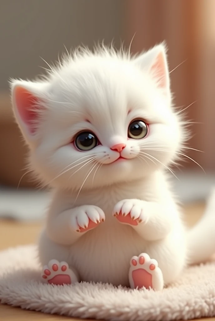 Cute kitten  with white fur 