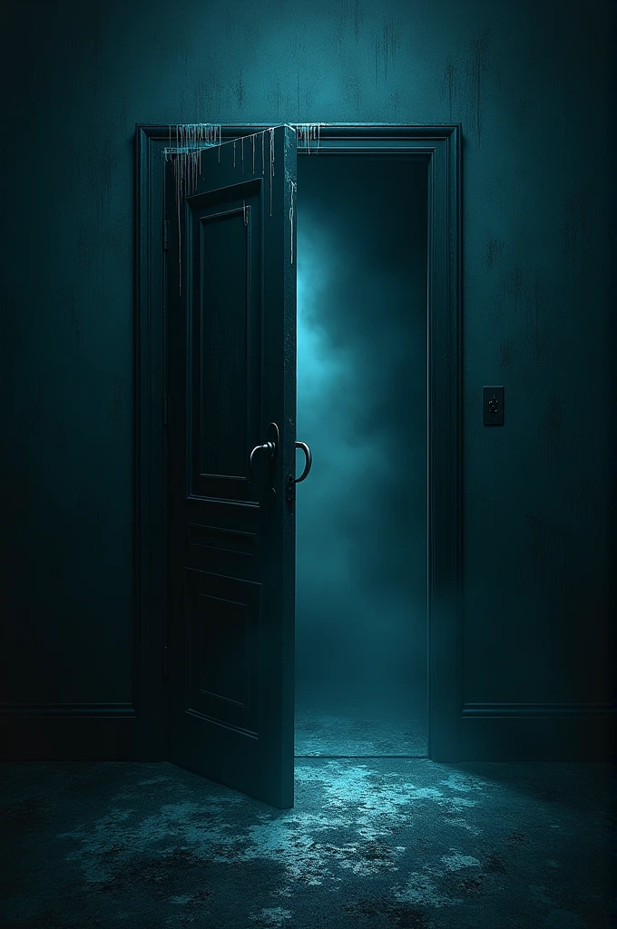 a cover that is all dark and has a half-open closet with a light coming out of it and slime in some places with the name the trail