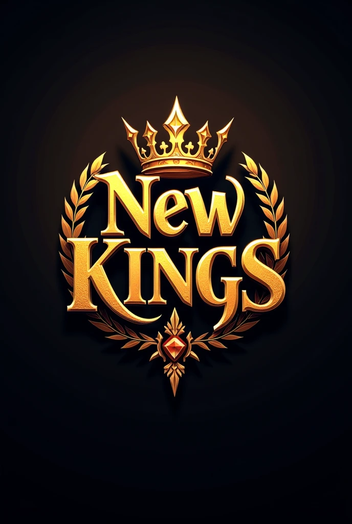 Generate a gamer logo for a clan called "new kings" golden in color
