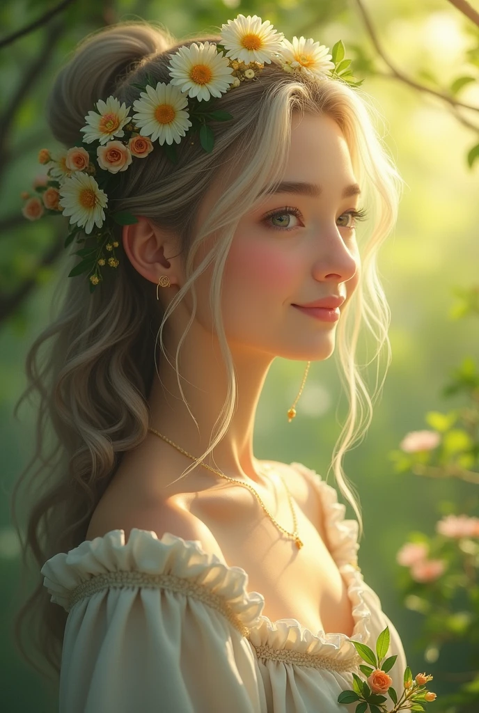 spiritual、Smiling and cute goddess、In nature