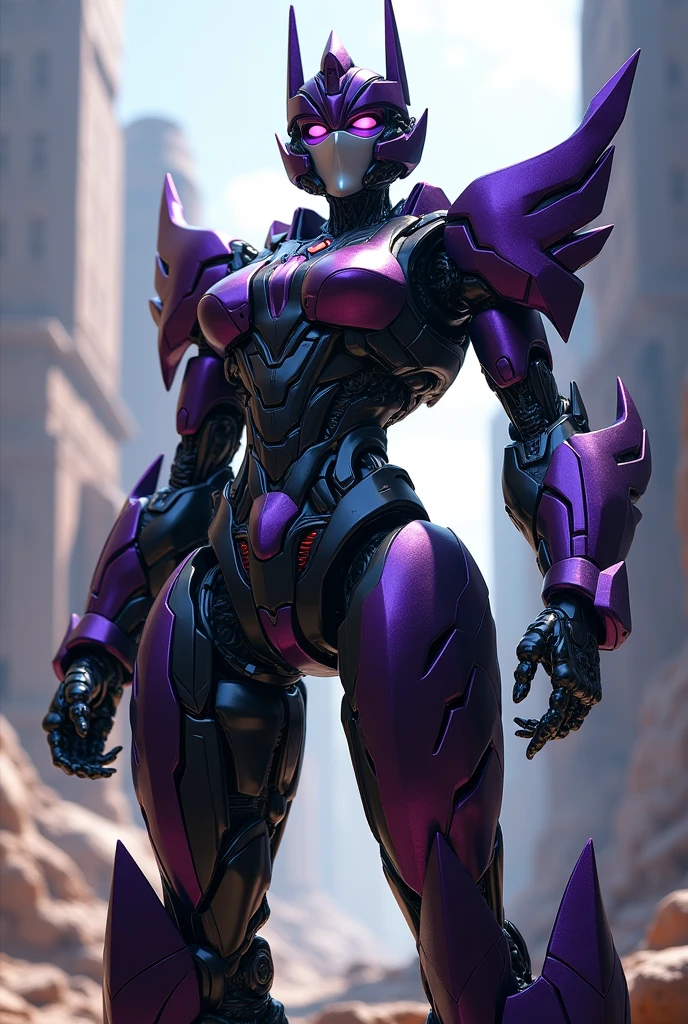 Female Autobot
beautiful
strong
black and purple
queen like