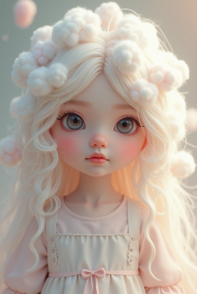 a girl with cotton hair