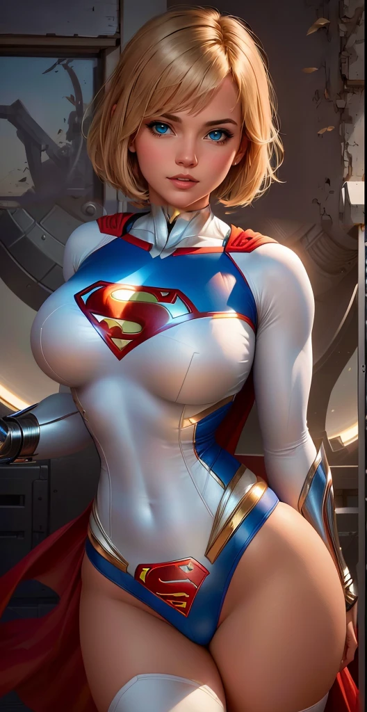 a close up of a woman in a superman costume posing, power girl, extremely detailed artgerm, artgerm julie bell beeple, chris moore. artgerm, supergirl, artgerm jsc, artgerm. high detail, by stanley artgerm, style artgerm, artgerm detailed, artgerm style, voluptuous, thick ass, slingshot bikini,wide_hips, thick thighs