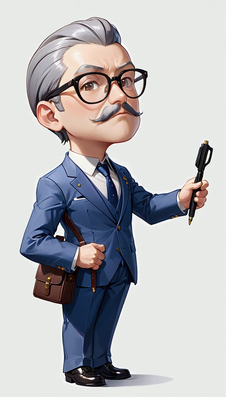 Highest quality、high resolution、High detail、guard、White slicked back hair、Cool Uncle、whole body、suit、Glasses