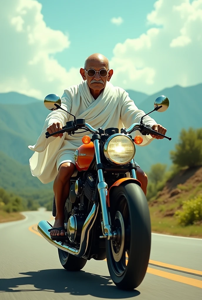 Mahatma Gandhi riding superbike
