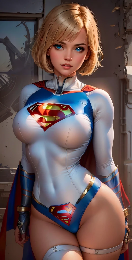 a close up of a woman in a superman costume posing, power girl, extremely detailed artgerm, artgerm julie bell beeple, chris moore. artgerm, supergirl, artgerm jsc, artgerm. high detail, by stanley artgerm, style artgerm, artgerm detailed, artgerm style, big ass, wide hips, voluptuous, big boobs, slingshot bikini, thick thighs, milti poses,