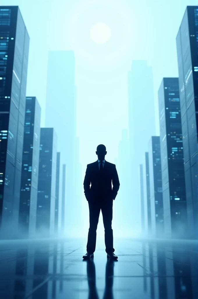 Light blue background with skyscrappers, at the centre a silhoutte of business leader. At the top there is wording IPMA ACE 2024