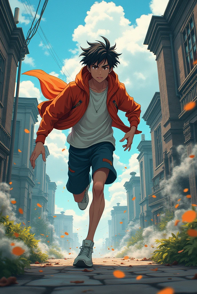 A young man who is good at running away、Hojo time travel、Anime style painting