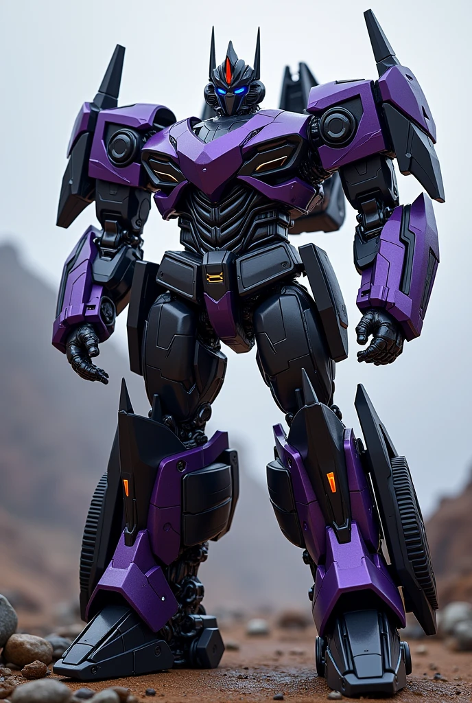 Autobot
beautiful
strong
black and purple
queen like
looks like megatron and Optimus Prime
