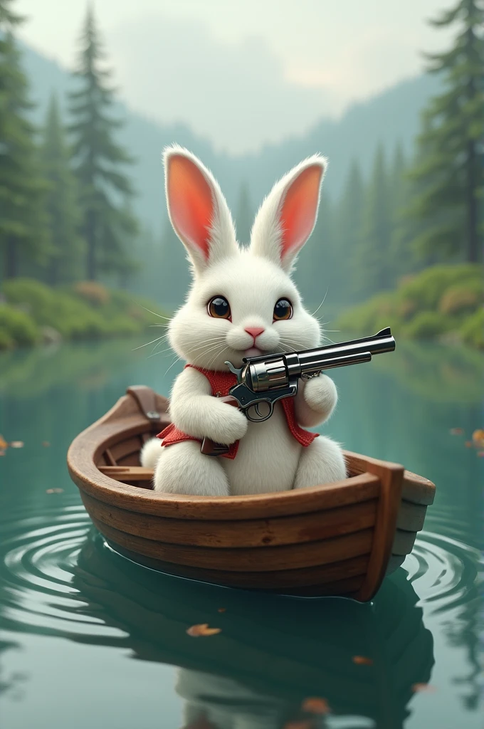 rabbit with a gun on a boat