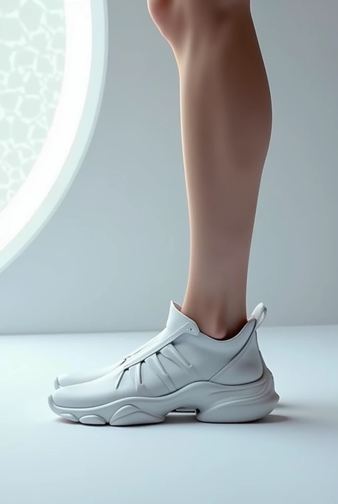 Can you please make a picture of foot ware which is different from the usual one's it is comfortable, unique and cool, which is suitable for all ages, gender and foot types, a totally new design , a futuristic foot ware 