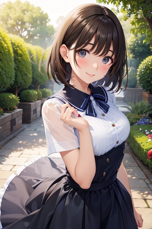 anegasaki nene、Shiny brown hair, short hair, (Beautiful brown eyes、Sparkling eyes, Fine grain)、smile、Ultra-detailed eyes、Highly detailed face, Highly detailed eyes,Cowboy Shot、



Highest quality, Masseter region、Ultra-high resolution、High quality details、
A woman was sitting on a bench , summer_dress, dressにプリントされたひまわり、Blurred Background、Cumulonimbus clouds in the distance