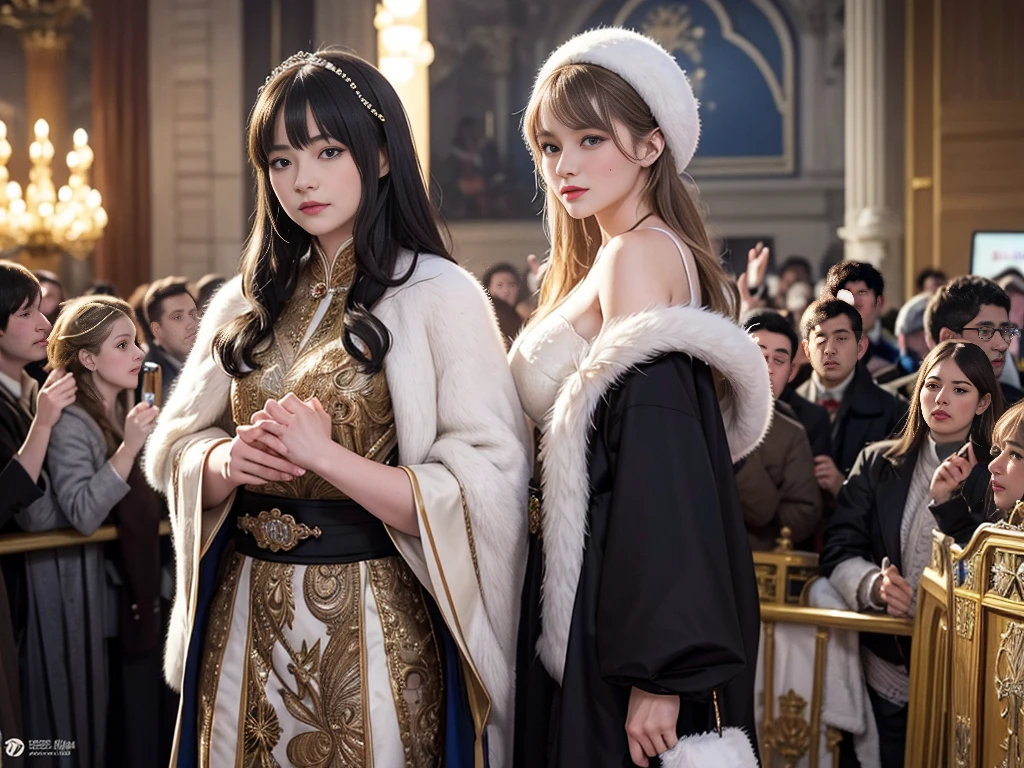 1920年代のRussia人の婦人たち、ドレスを着たRussiaの婦人、(((Russia)))fur cape、Watching the audience、(((department store)))、Fur coat。