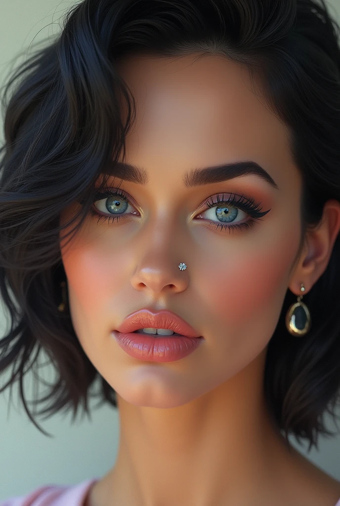 Katty perry with a tiny nose stud.