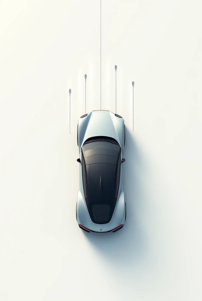 Can you create an image that shows the aerodynamics of a car in a minimalist way from above??